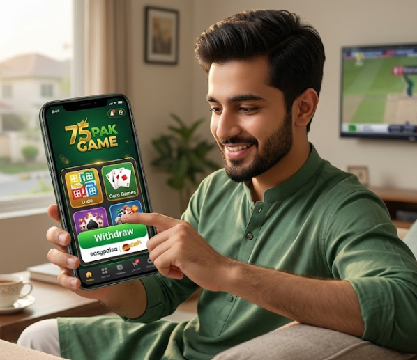 75 Pak Game App download and login screen for Pakistan users.